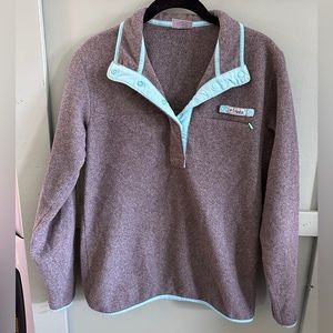 Columbia Women’s Snap Sweatshirt Gray and Aqua Size Medium